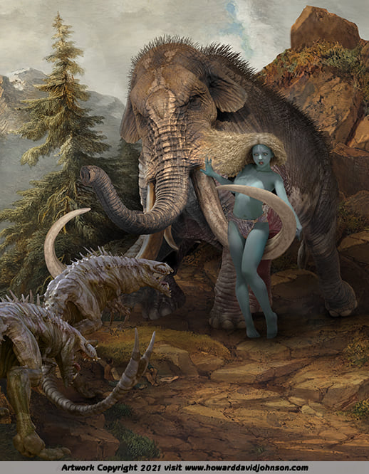 Jaylah of Lost Land fantasy art painting poster Savage Mastodon Prehistoric wallpaper